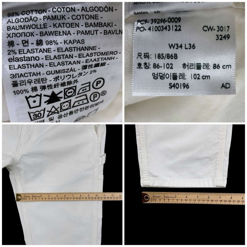 Levis‎ Pants Men 34x36 (ACTUAL 32x31.5) Ivory White Carpenter Twill Straight - Picture 15 of 15